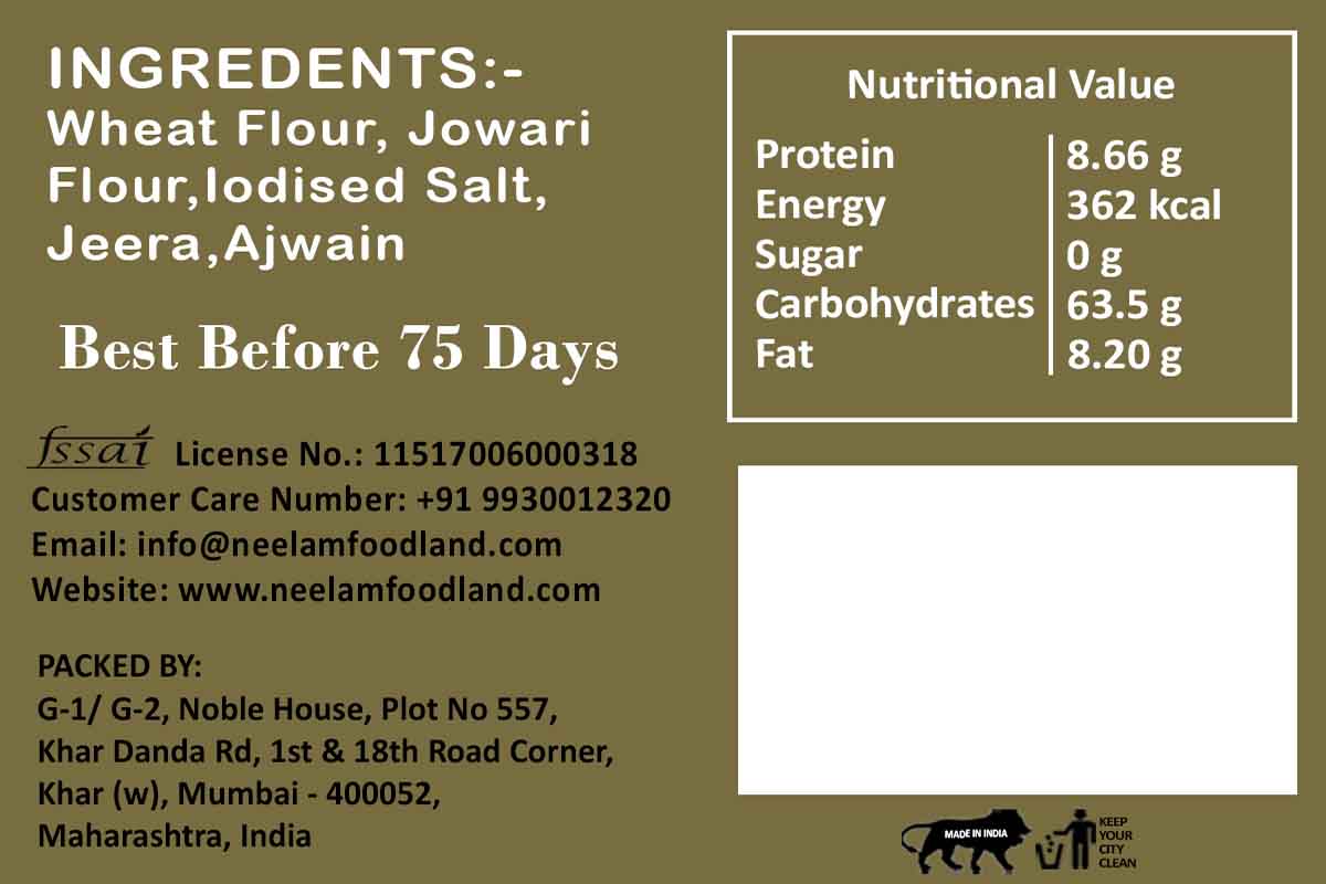 Whole Wheat Diet Jowar Khakhra 250 Gm