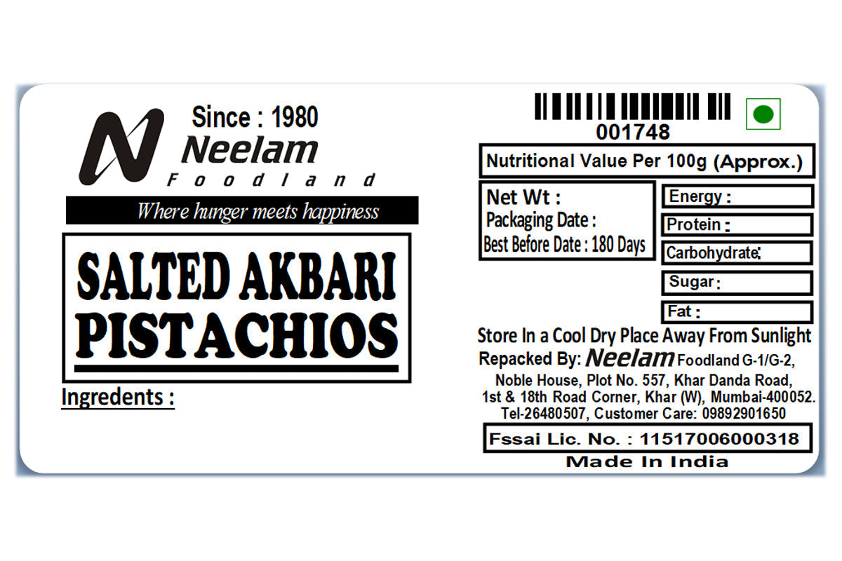 Akbari Pistacho Salted 500 Gm