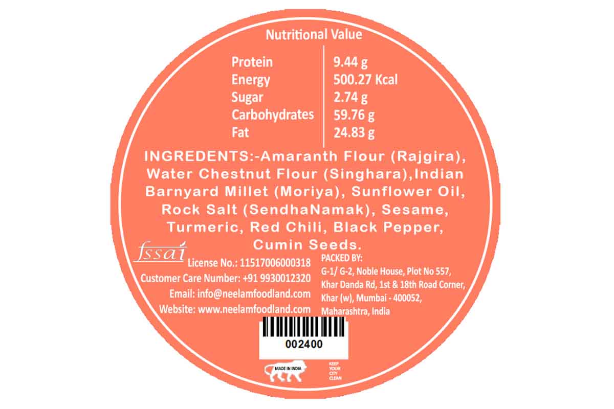 Gluten Free Farali Masala Bhakri 200 Gm