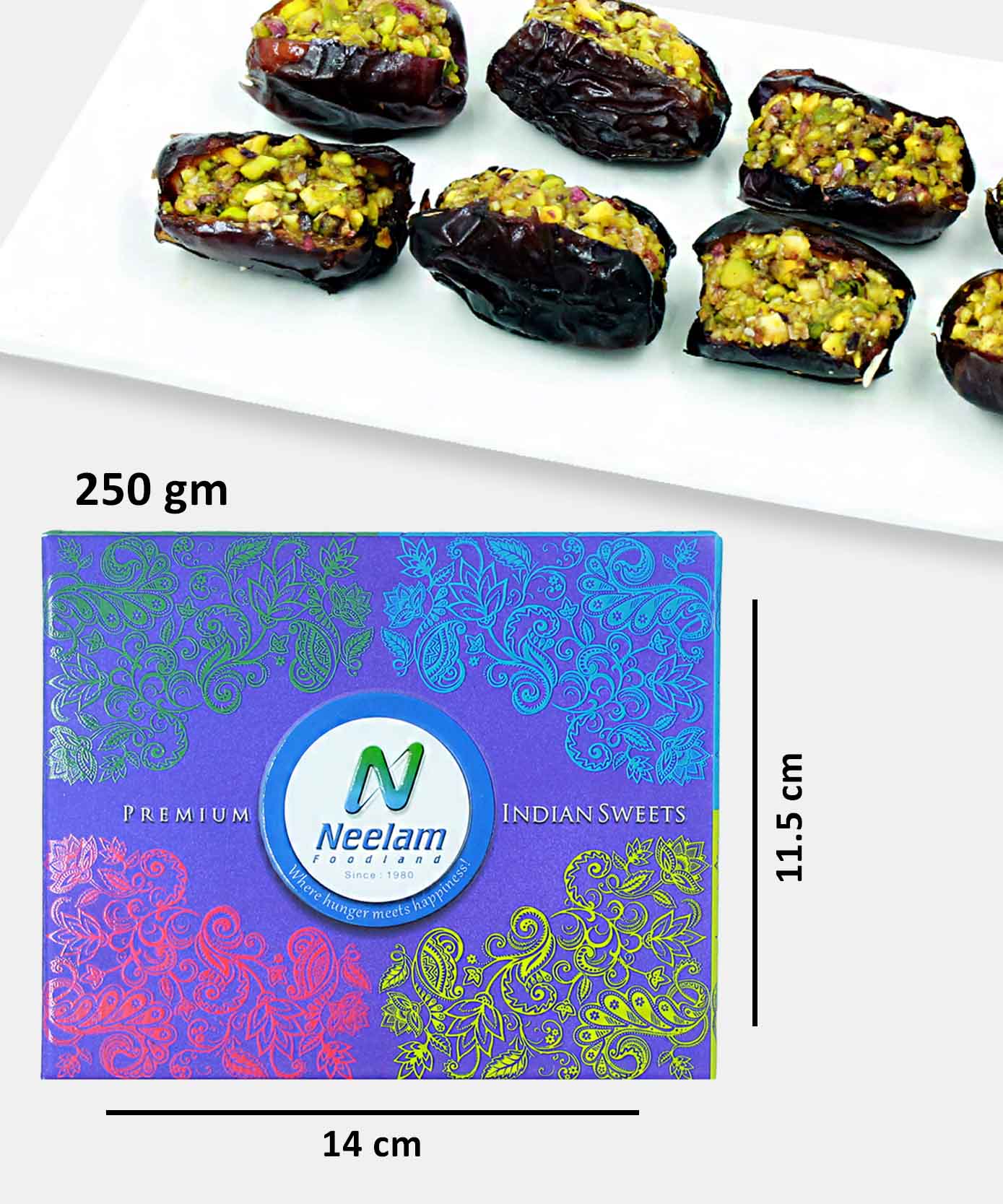 Pista Elaichi Dates ( Sweetened With Honey ) Sweet 250 Gm