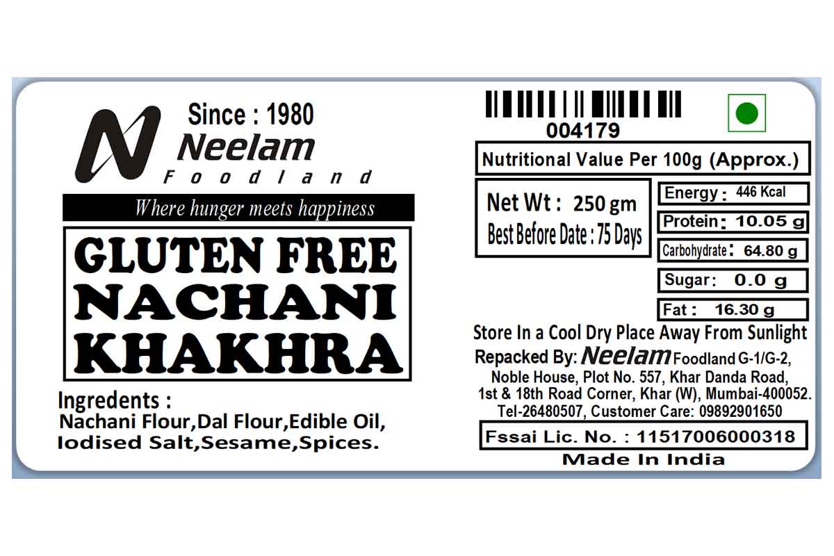 Gluten Free Nachani Khakhra 250 Gm