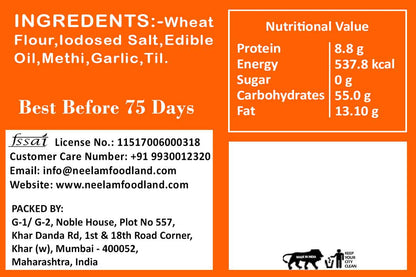 WHOLE WHEAT METHI GARLIC KHAKHRA 250 GM