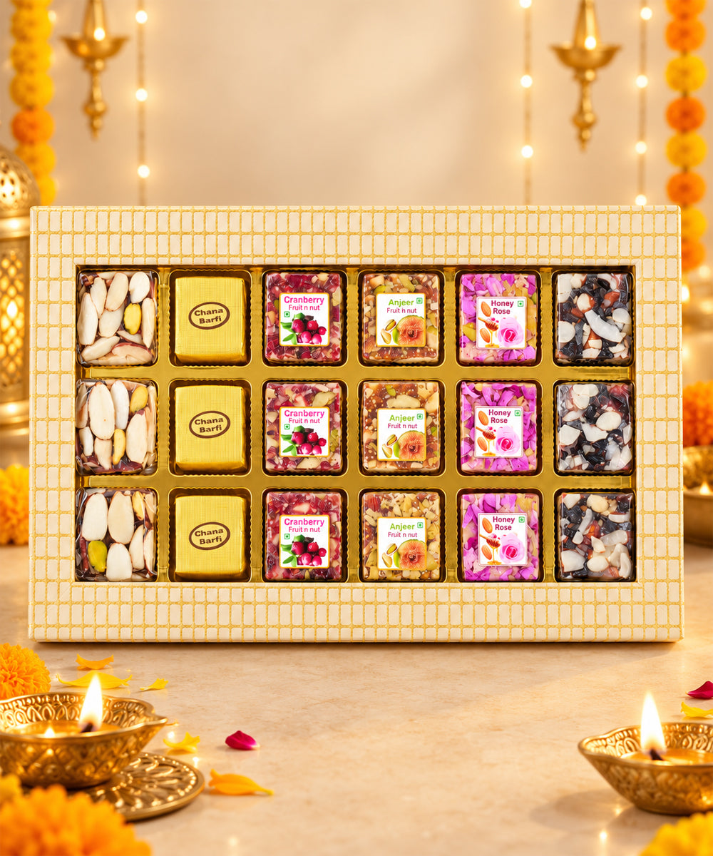 Swarn Vaibhav Diwali Sweet Treasure Box 18 Pieces 370 Gm