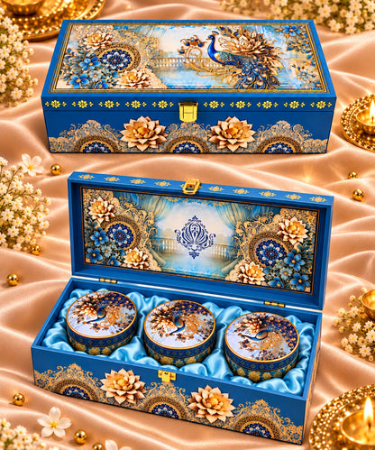 Peacock 3 Jar Vintage Gift Hamper Box 500 Gm