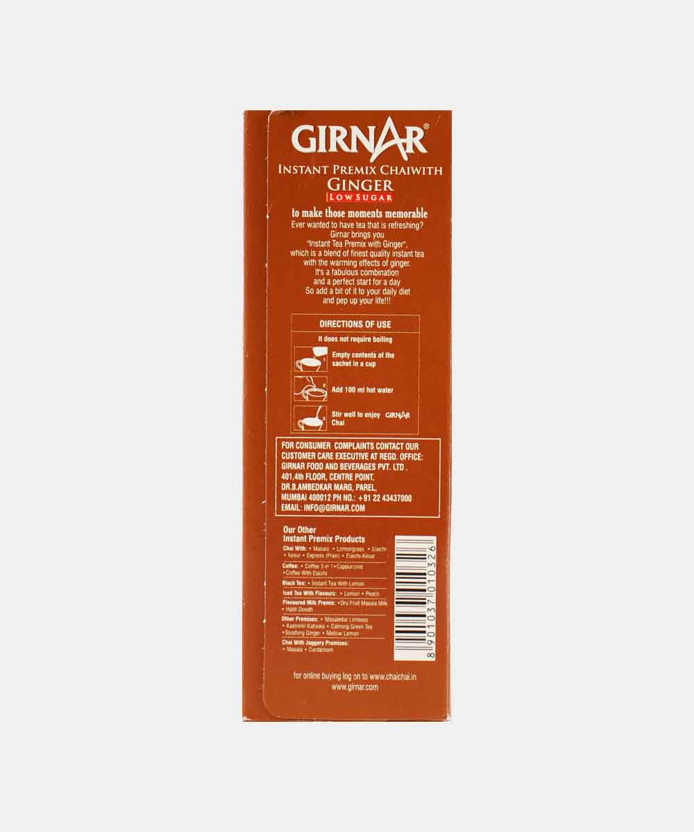 Girnar Premix Ginger Chai Low Sugar 80 Gm 10 Sachets