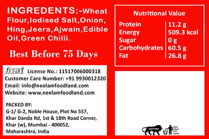 WHOLE WHEAT KANDA BHAJIYA KHAKHRA 250 GM