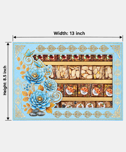 Royal Blue Floral Diwali Sweet Treasures Box 1.200 Kg