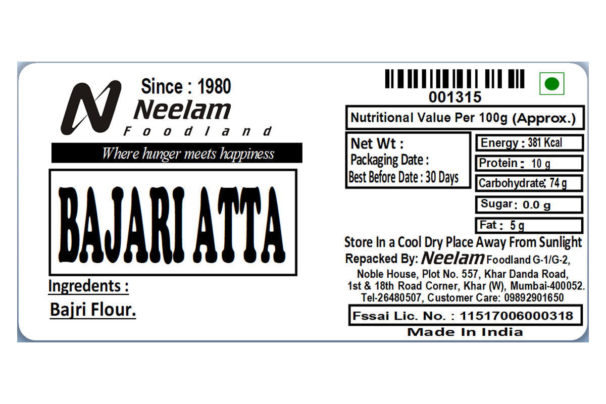 Pearl Millet Flour/Bajra Atta 500 Gm