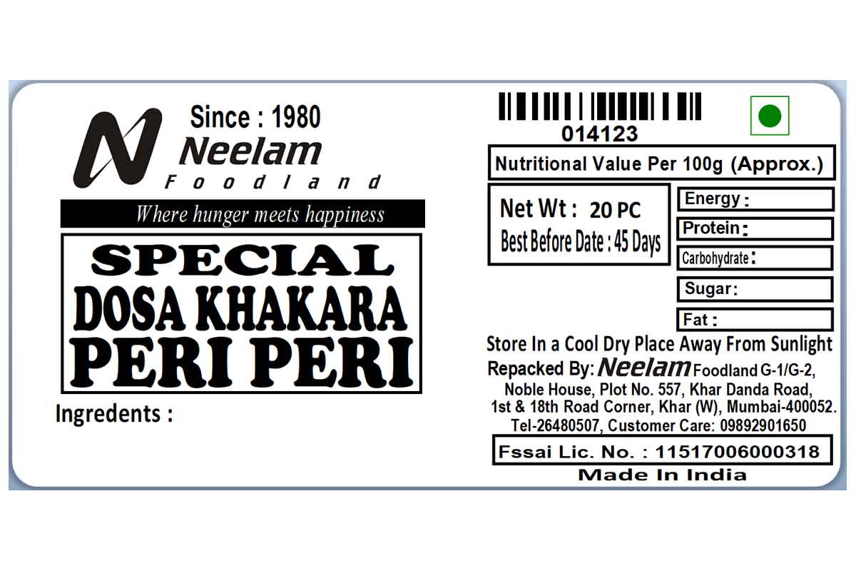 Dosa Khakhra Peri Peri 20 Pc 200 Gm