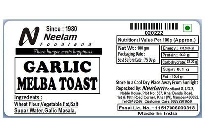 Garlic Melba Toast 100 Gm