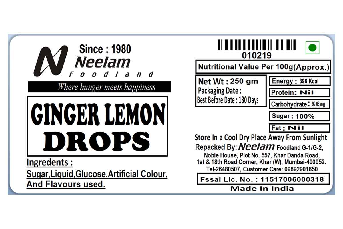 GINGER LEMON DROPS 250 GM