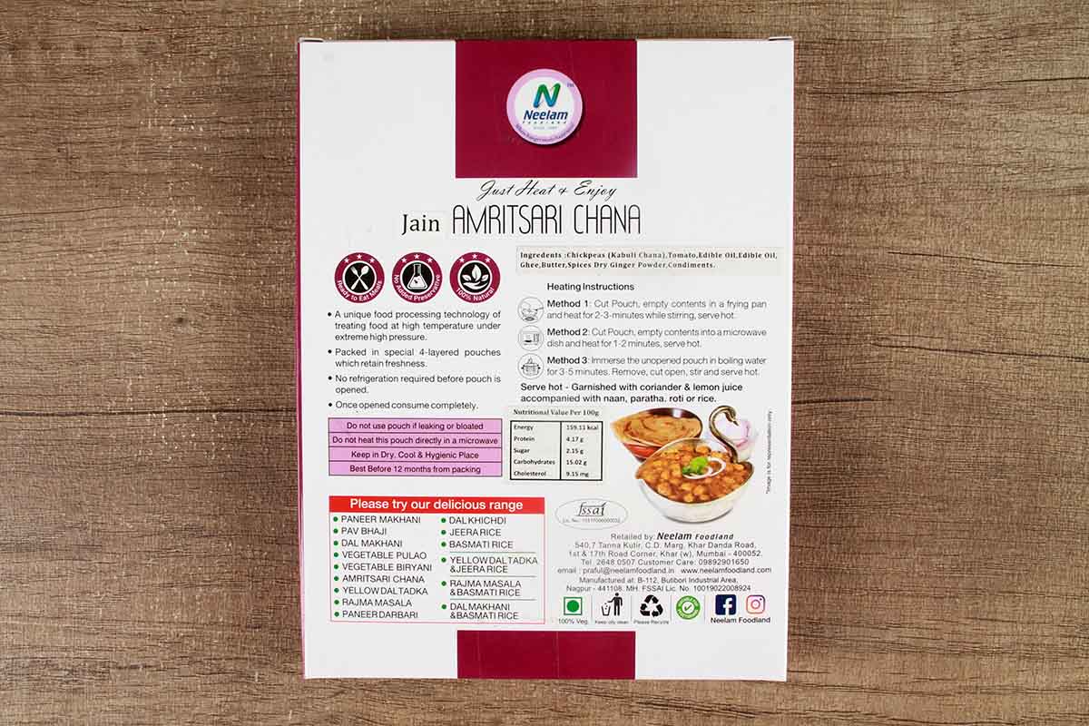 Neelam Jain Amritsari Chana Masala Heat & Eat  285 Gm
