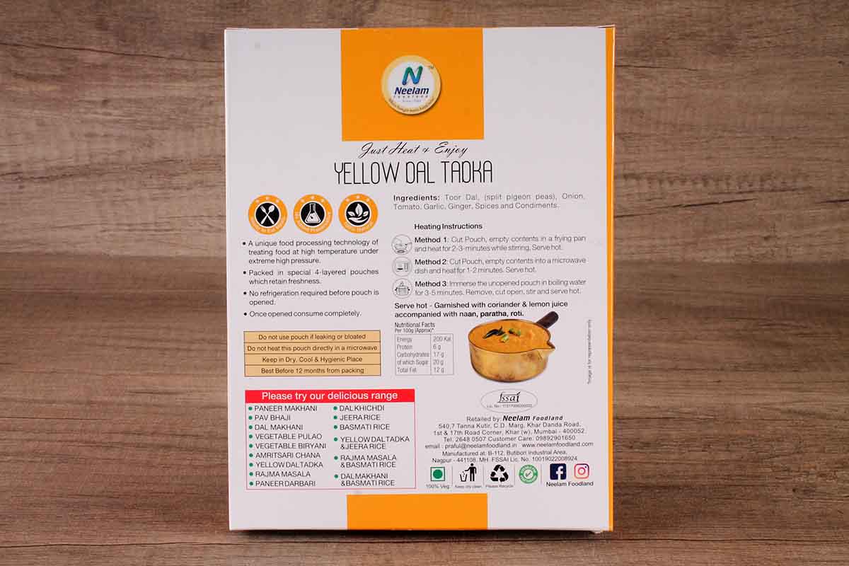 Neelam Yellow Dal Tadka Heat & Eat  285 Gm