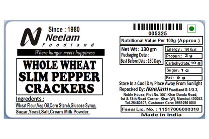 WHOLE WHEAT SLIM PEPPER CRACKERS 130 GM