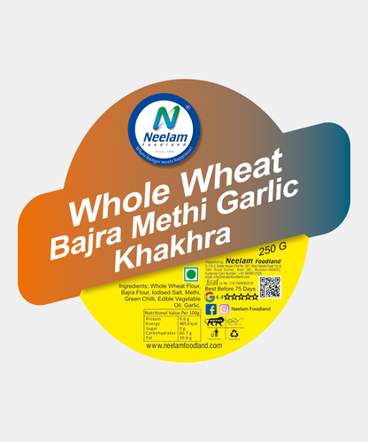 Whole Wheat Bajra Methi Garlic Khakhra 250 Gm