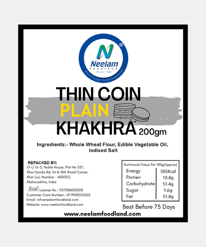 Thin Coin Plain Khakhra 200 Gm