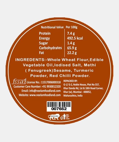 Roasted Methi Bhakri 200 Gm