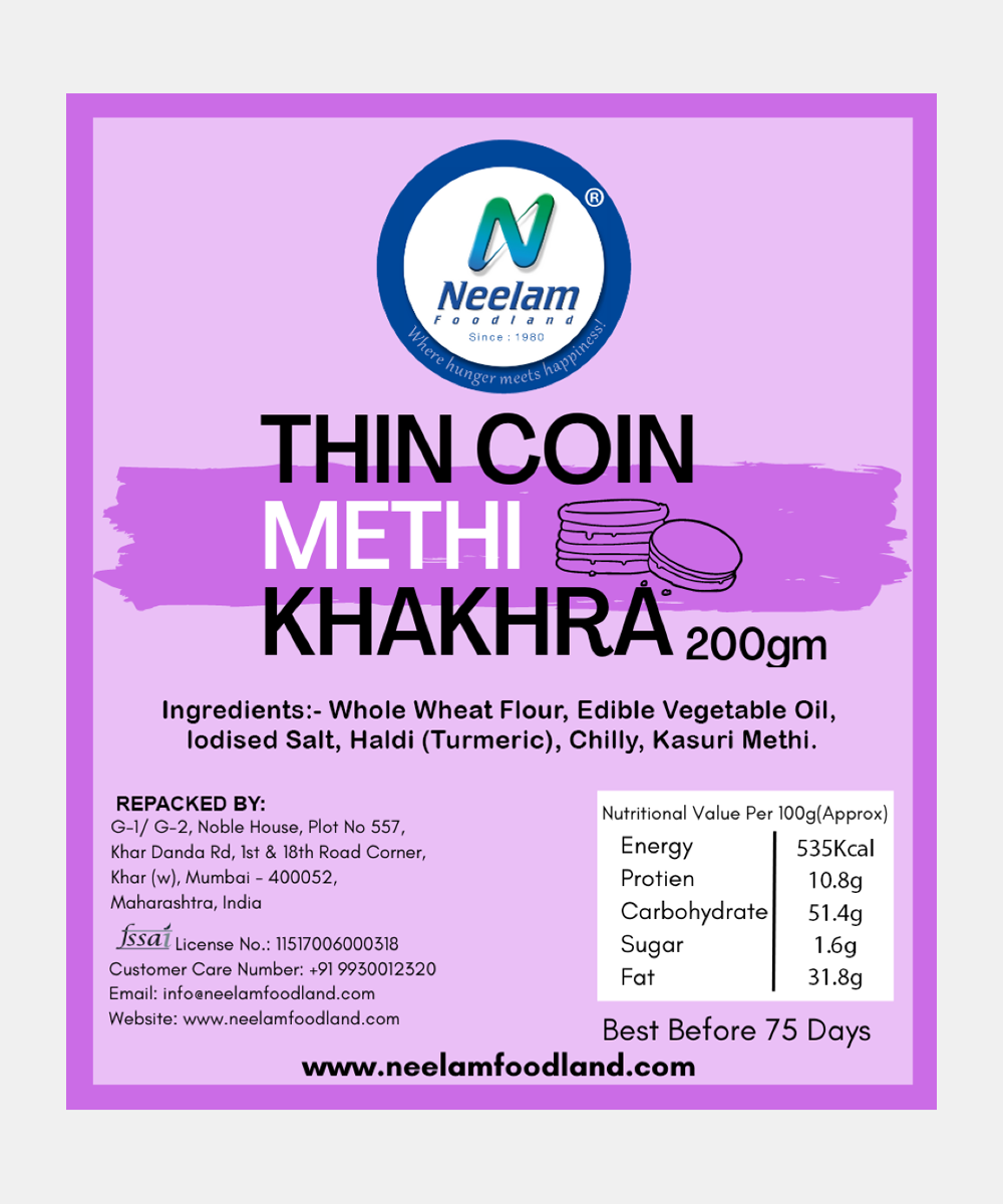 Thin Coin Methi Khakhra 200 Gm