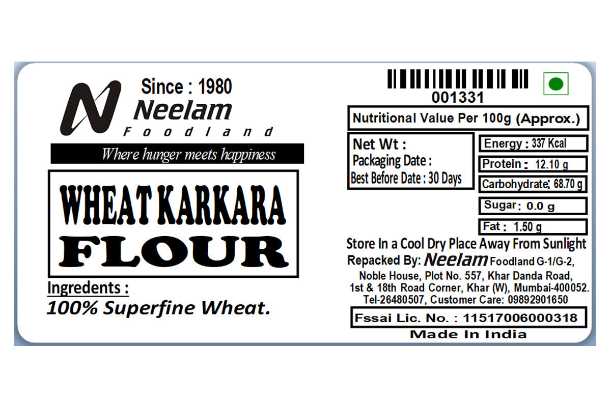 COARSE WHEAT FLOUR/WHEAT KARKARA ATTA 500 GM