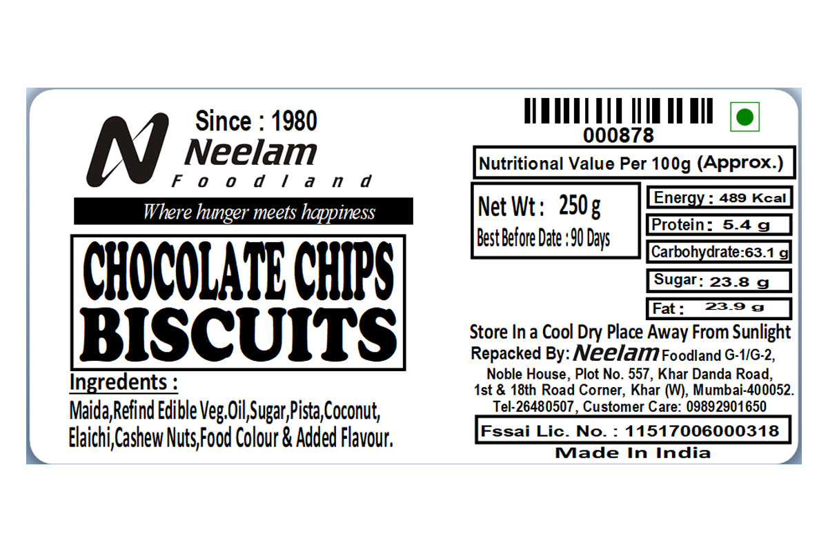 CHOCOLATE CHIPS BISCUITS 200 GM