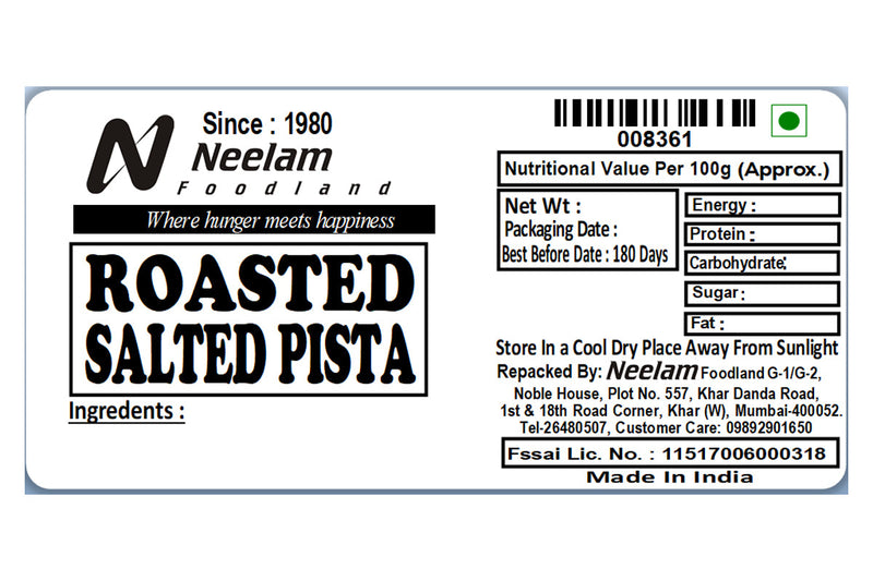 PISTA ROASTED SALTED 250 GM