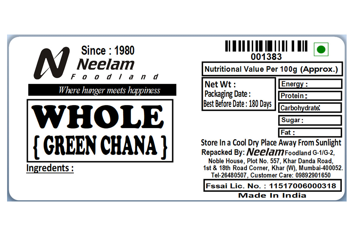 WHOLE GREEN GRAM/HARA CHANA 500 GM