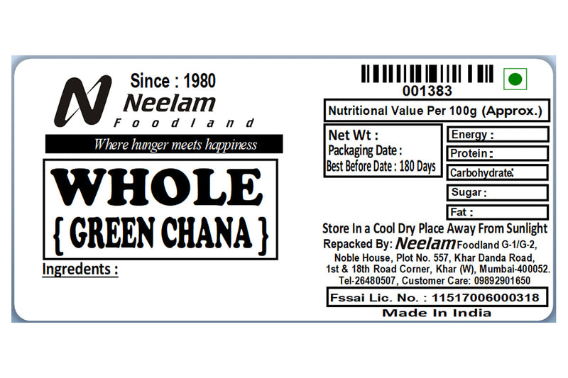 WHOLE GREEN GRAM/HARA CHANA 500 GM