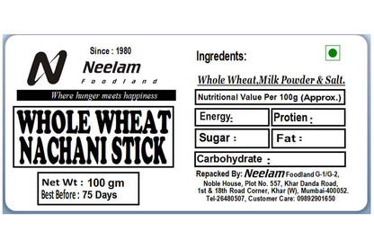 WHOLE WHEAT NACHANI BREAD STICK 200 GM